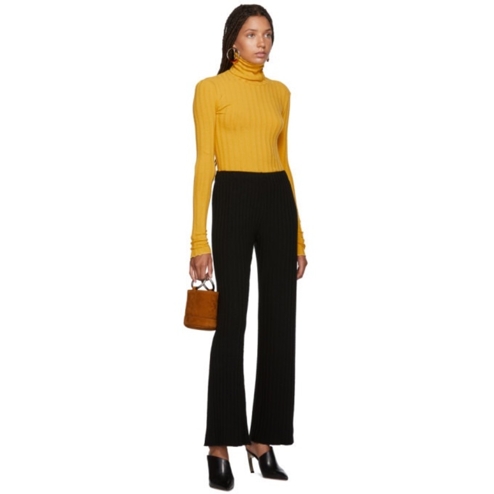 Simon Miller Black Cyrene Stretch Wide Rib Lounge Pants
